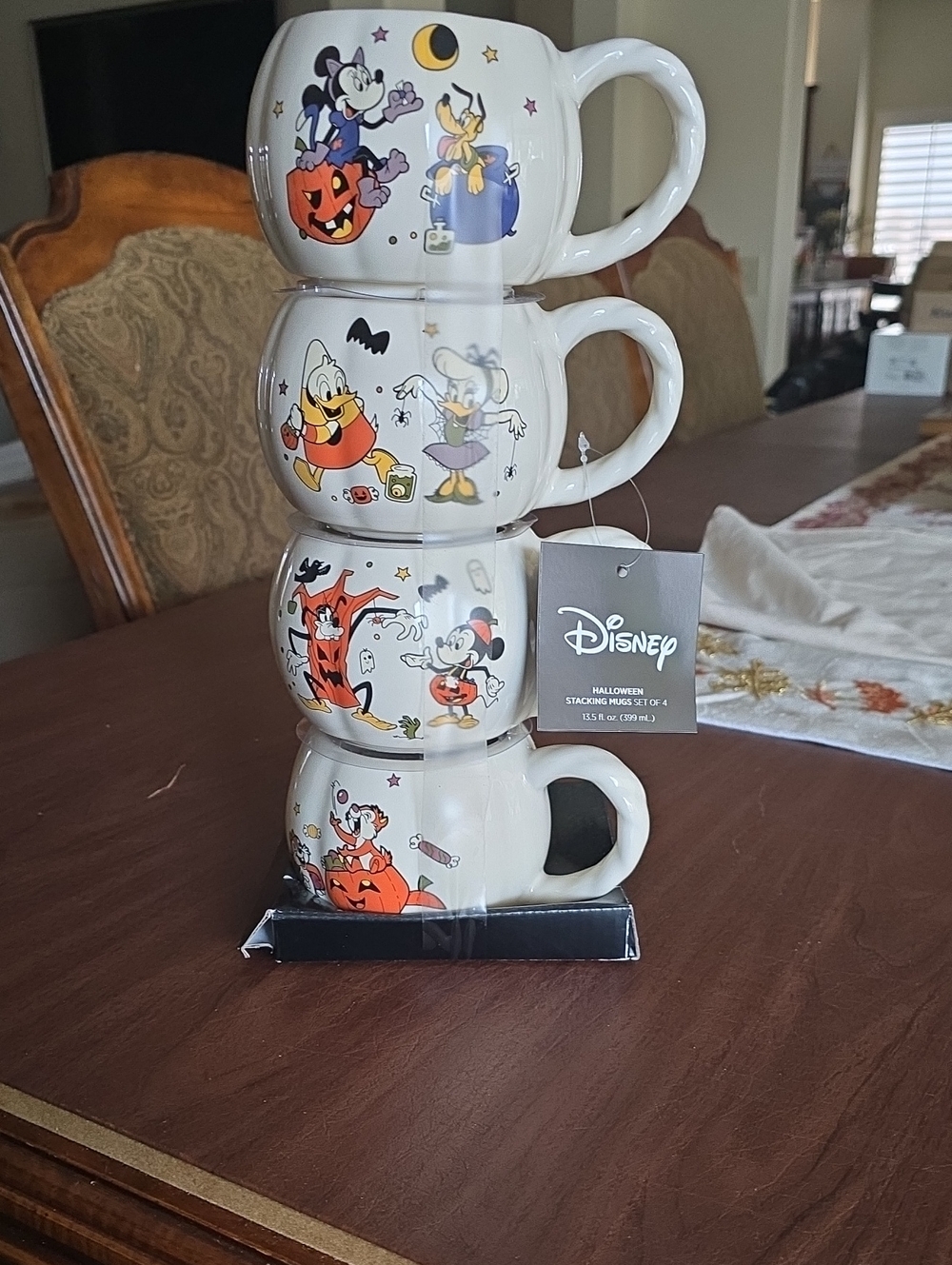 Disney White Halloween Stacking Mugs Set with Mickey & Friends Artwork
